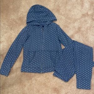Blue with polka dots sweat suit